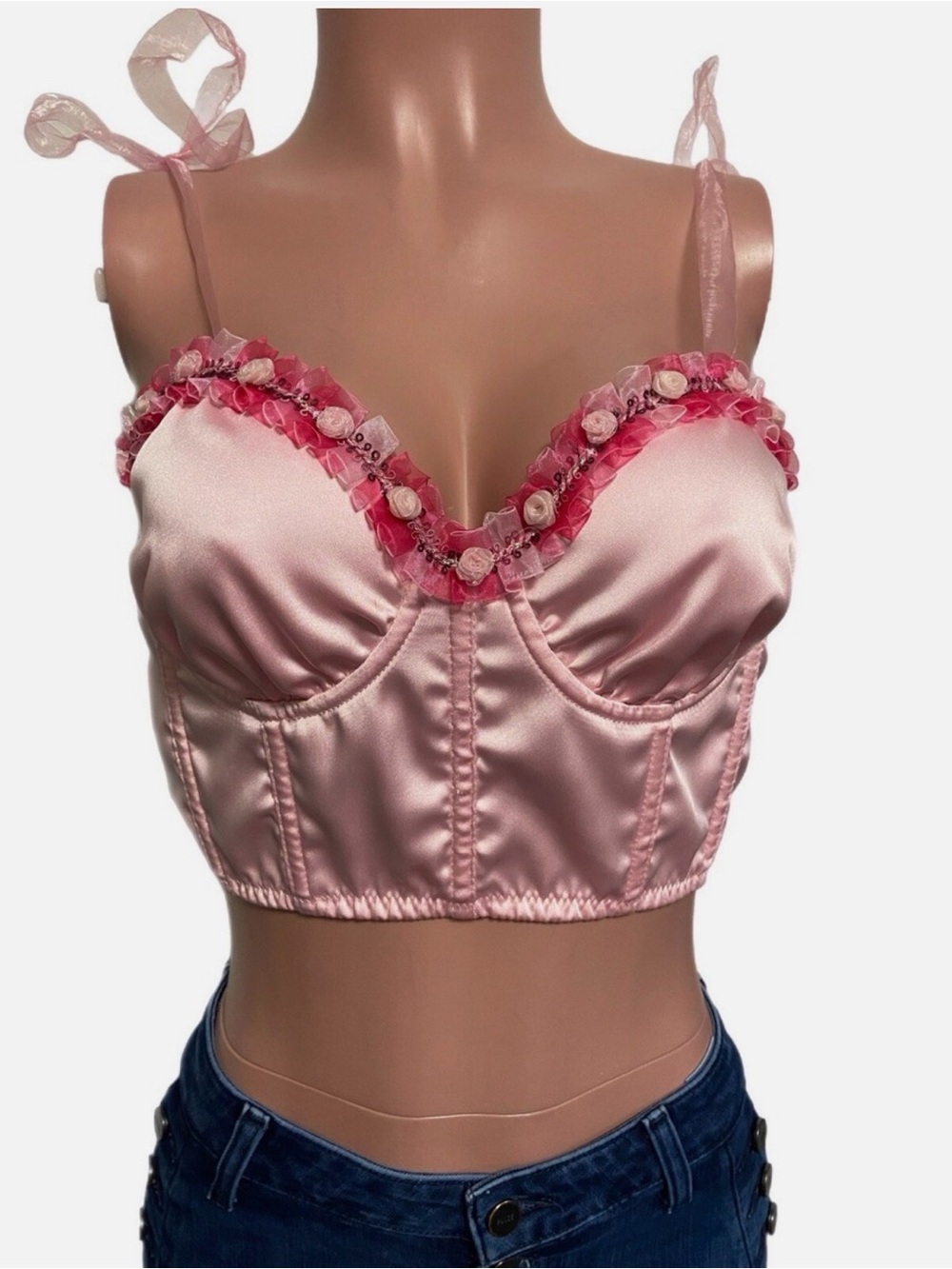 Sugar Thrillz Pinup Coquette Girl Corset Crop Top